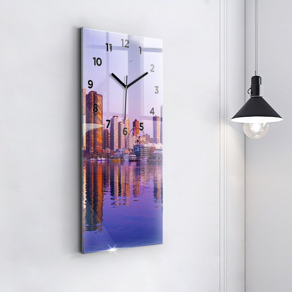 Modern vertical wall clock View of the skyscrapers of the USA
