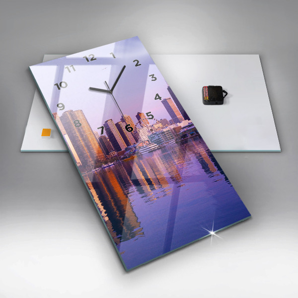 Modern vertical wall clock View of the skyscrapers of the USA