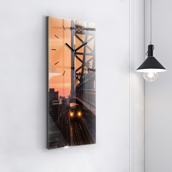Modern vertical wall clock Benjamin Franklin Bridge