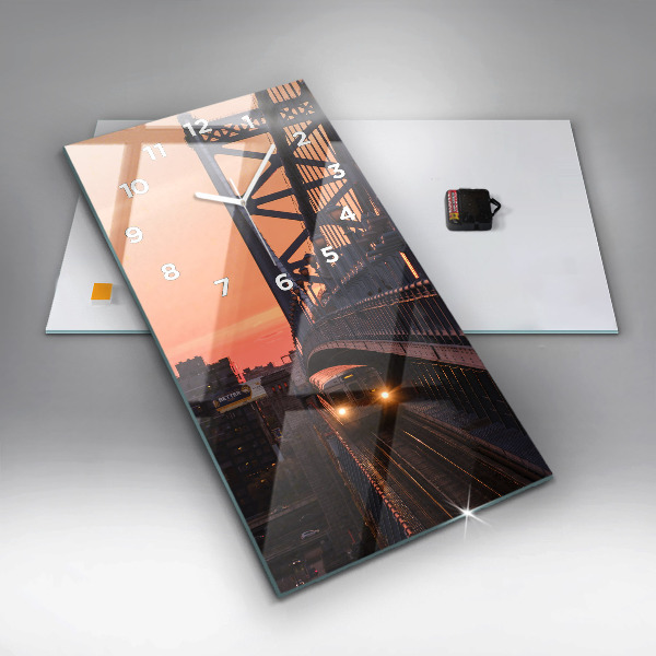 Modern vertical wall clock Benjamin Franklin Bridge