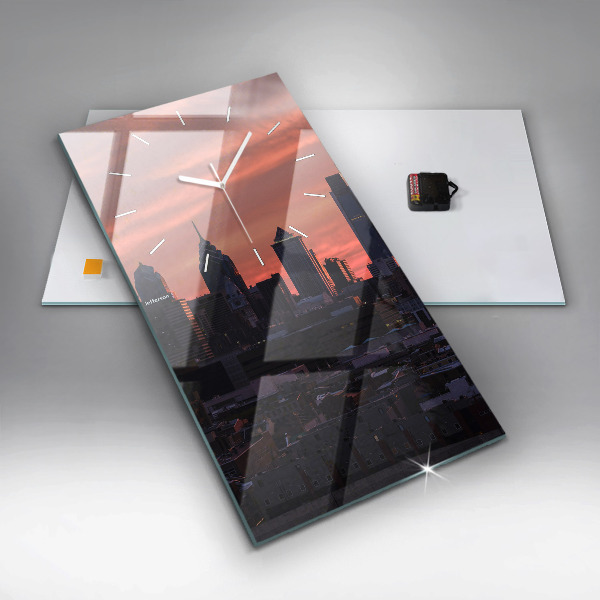 Modern vertical wall clock Philadelphia City Skyline