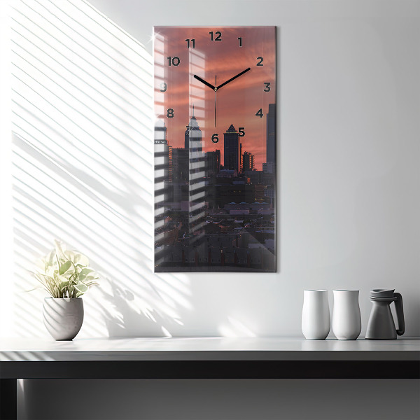 Modern vertical wall clock Philadelphia City Skyline