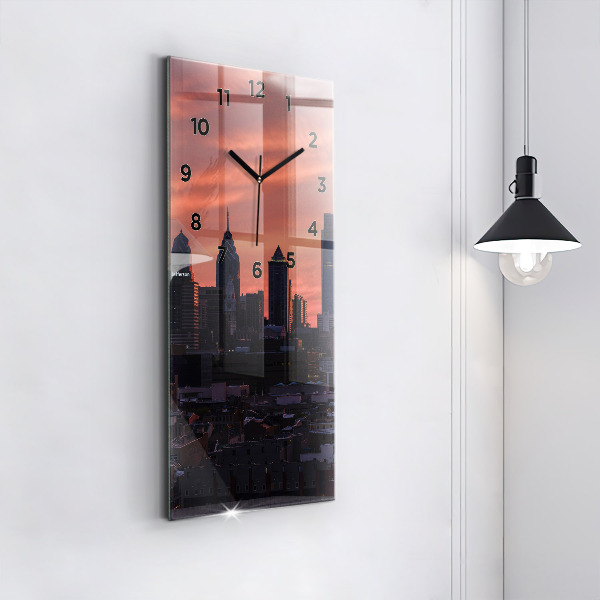 Modern vertical wall clock Philadelphia City Skyline