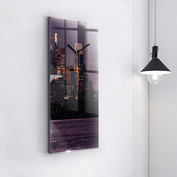 Modern vertical wall clock Philadelphia City Skyline