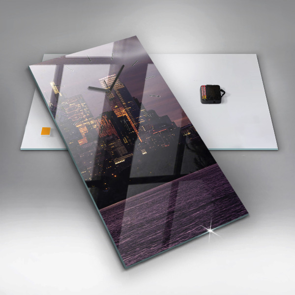 Modern vertical wall clock Philadelphia City Skyline