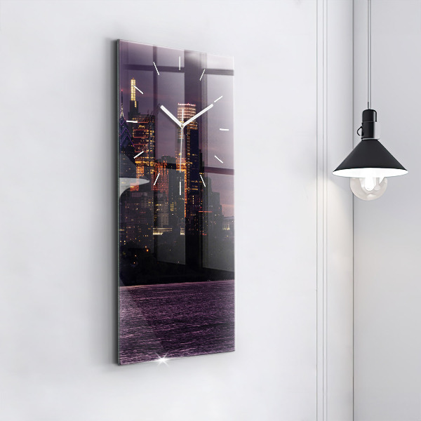 Modern vertical wall clock Philadelphia City Skyline
