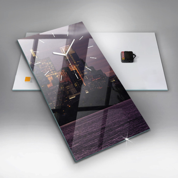 Modern vertical wall clock Philadelphia City Skyline