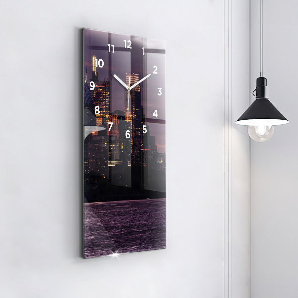 Modern vertical wall clock Philadelphia City Skyline