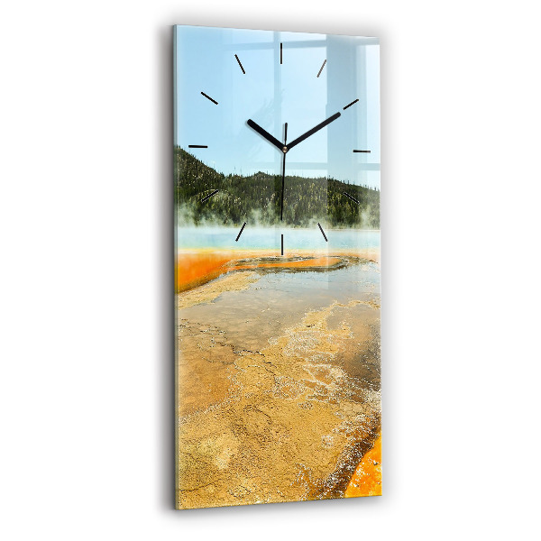 Modern vertical wall clock Lake with Mountains
