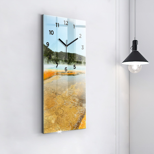 Modern vertical wall clock Lake with Mountains