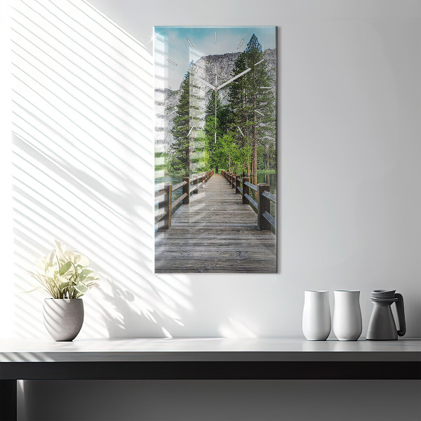 Modern vertical wall clock Yosemite Wooden Bridge