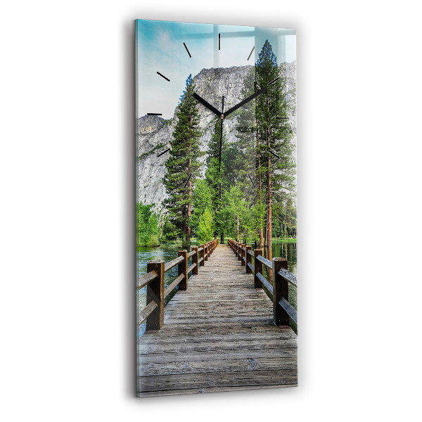 Modern vertical wall clock Yosemite Wooden Bridge