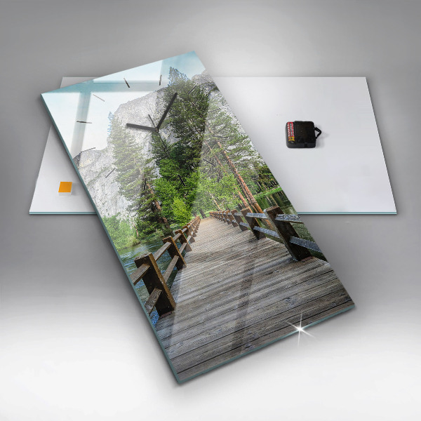 Modern vertical wall clock Yosemite Wooden Bridge