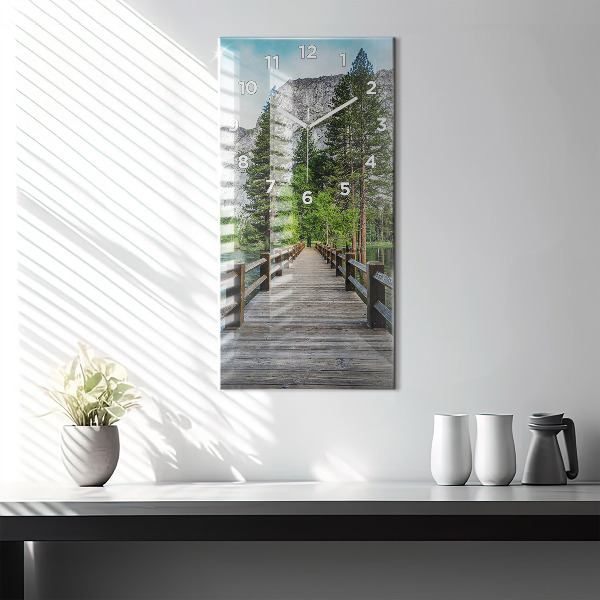 Modern vertical wall clock Yosemite Wooden Bridge