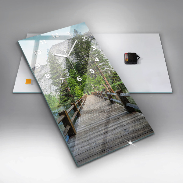 Modern vertical wall clock Yosemite Wooden Bridge