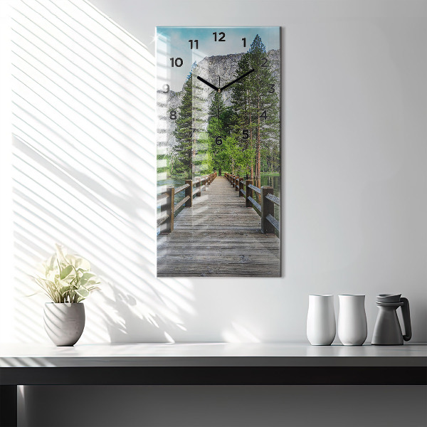 Modern vertical wall clock Yosemite Wooden Bridge