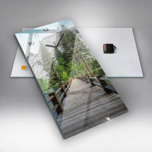 Modern vertical wall clock Yosemite Wooden Bridge
