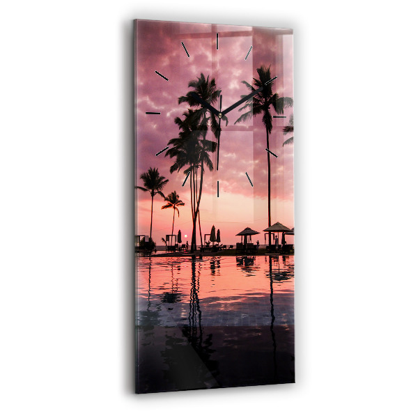 Modern vertical wall clock Palm trees in Hawaii