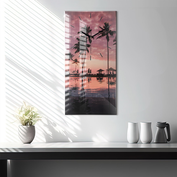 Modern vertical wall clock Palm trees in Hawaii