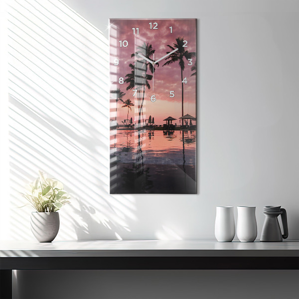 Modern vertical wall clock Palm trees in Hawaii