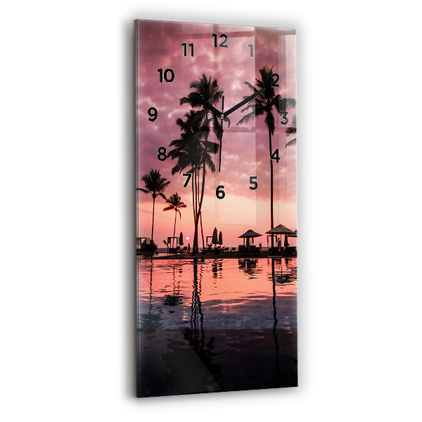 Modern vertical wall clock Palm trees in Hawaii