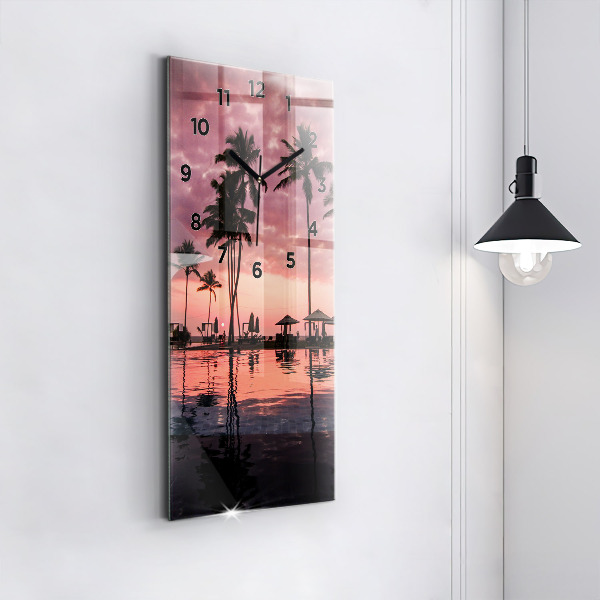 Modern vertical wall clock Palm trees in Hawaii