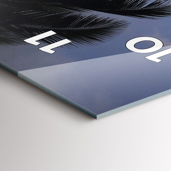 Modern vertical wall clock Palm tree and sunrise