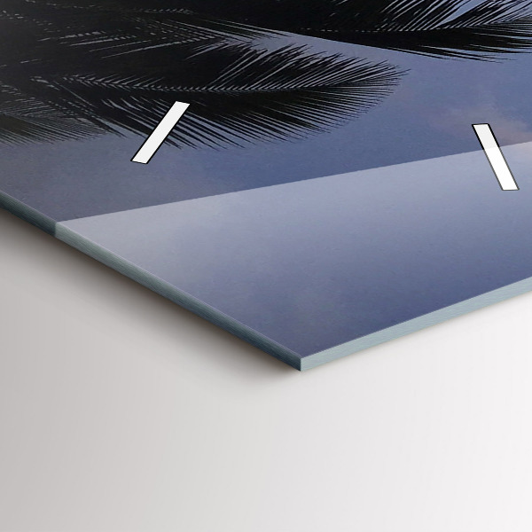 Modern vertical wall clock Palm tree and sunrise