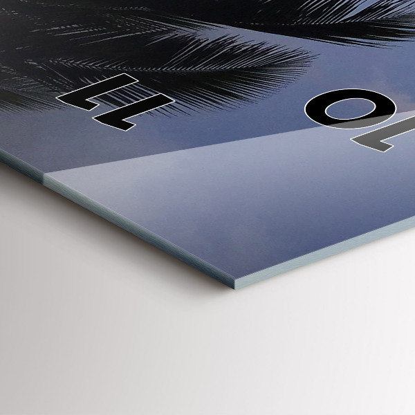 Modern vertical wall clock Palm tree and sunrise