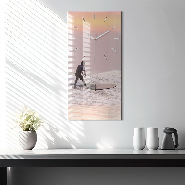 Modern vertical wall clock Surfer in Hawaii