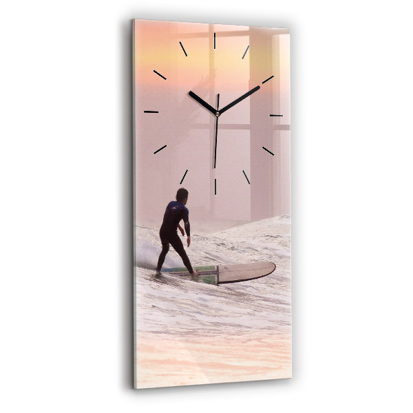 Modern vertical wall clock Surfer in Hawaii