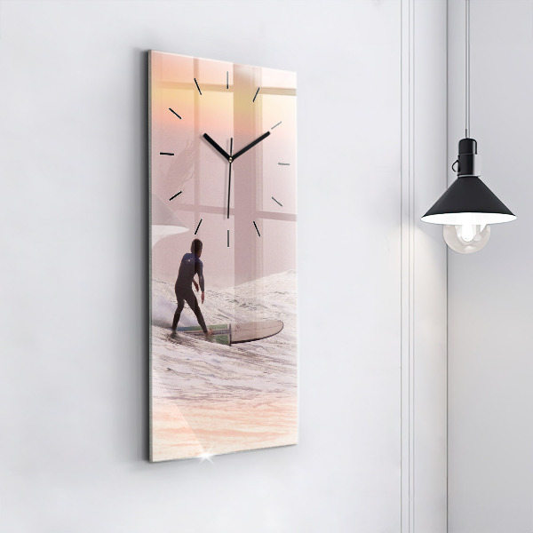 Modern vertical wall clock Surfer in Hawaii