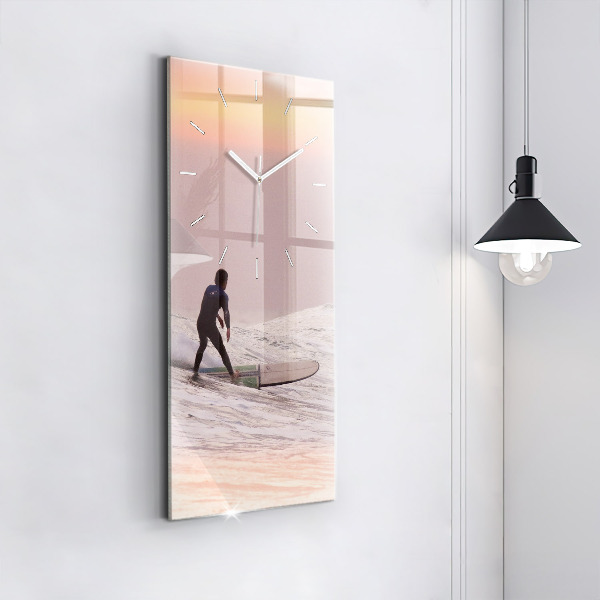 Modern vertical wall clock Surfer in Hawaii