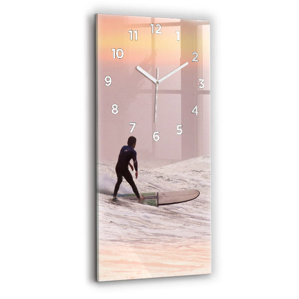 Modern vertical wall clock Surfer in Hawaii