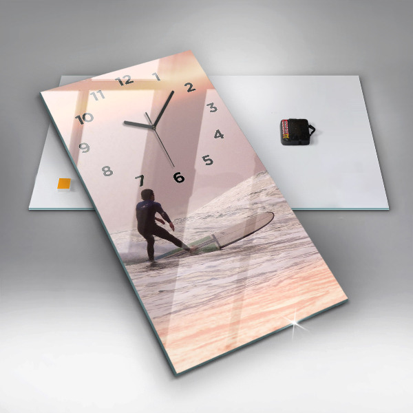 Modern vertical wall clock Surfer in Hawaii
