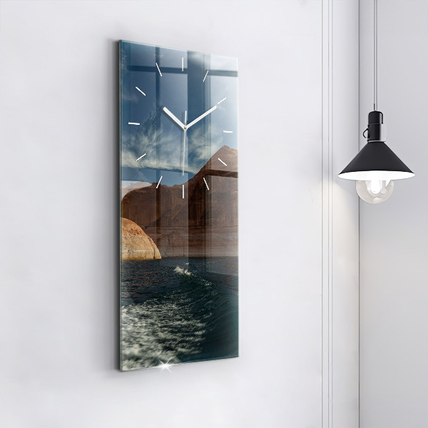Modern vertical wall clock Person on water skis