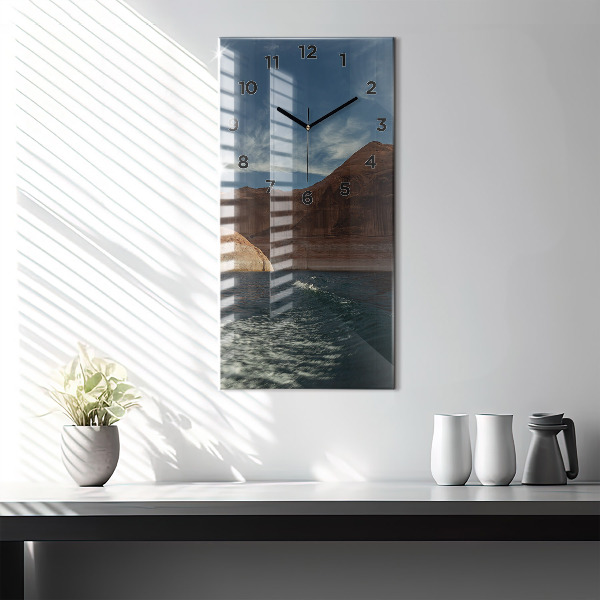 Modern vertical wall clock Person on water skis