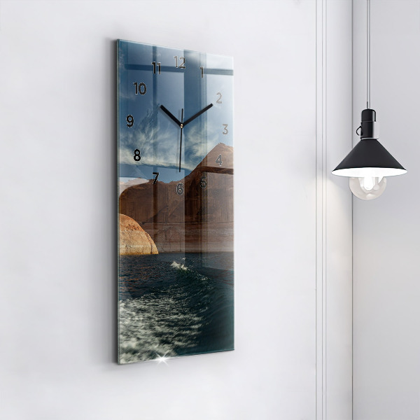 Modern vertical wall clock Person on water skis
