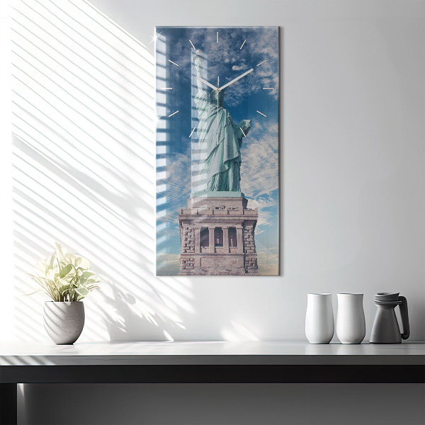 Modern vertical wall clock Statue of Liberty New York
