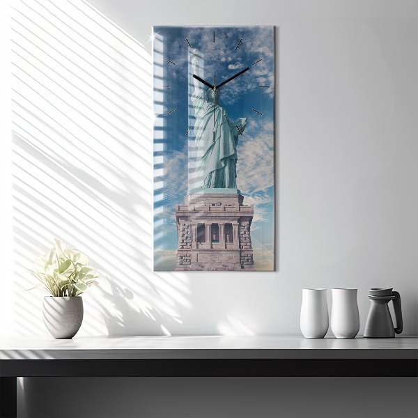 Modern vertical wall clock Statue of Liberty New York