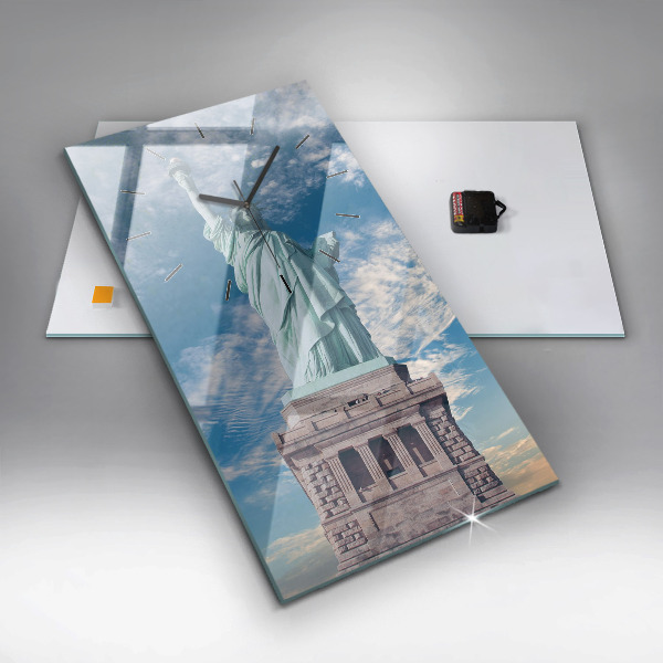 Modern vertical wall clock Statue of Liberty New York