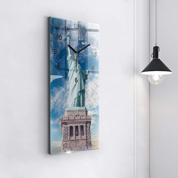 Modern vertical wall clock Statue of Liberty New York