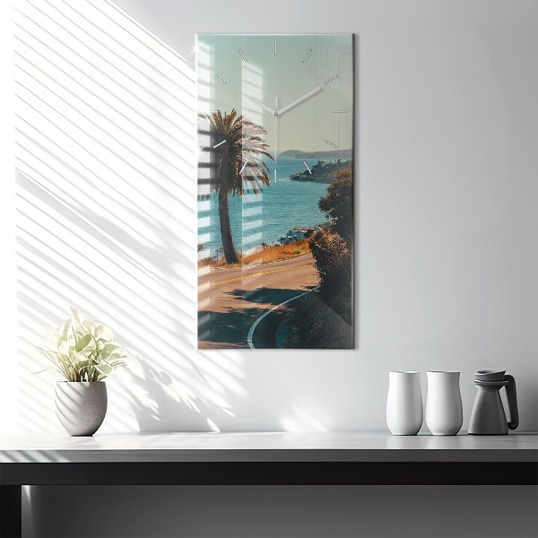 Modern vertical wall clock Palm trees in Malibu