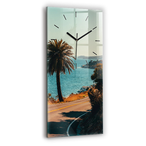 Modern vertical wall clock Palm trees in Malibu