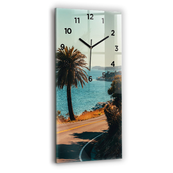 Modern vertical wall clock Palm trees in Malibu