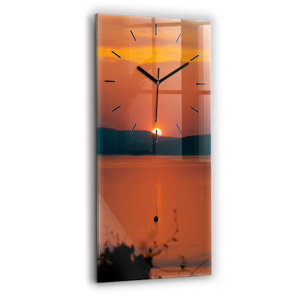 Modern vertical wall clock Lake Balaton in the evening