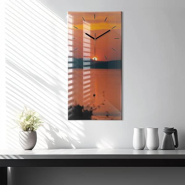 Modern vertical wall clock Lake Balaton in the evening
