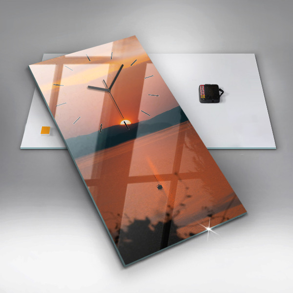 Modern vertical wall clock Lake Balaton in the evening