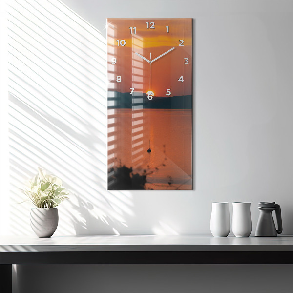 Modern vertical wall clock Lake Balaton in the evening