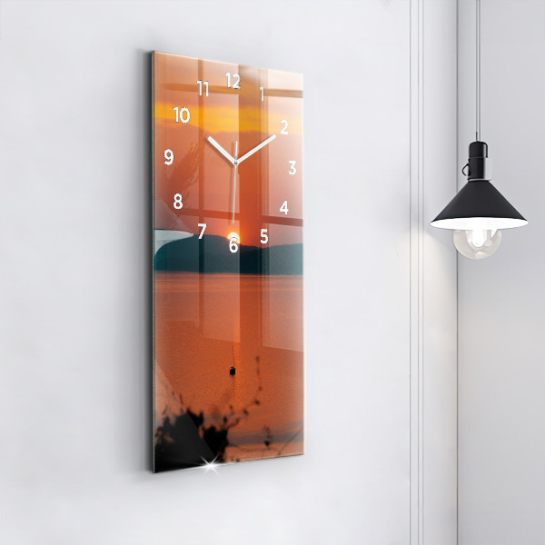 Modern vertical wall clock Lake Balaton in the evening
